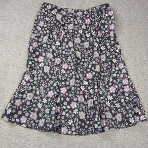 Notations Petite Floral Midi Skirt Purple Grey Black A-Line PM0K0135 PS